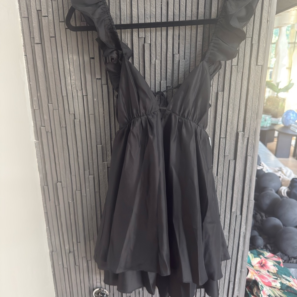 American Threads Black Mini Dress